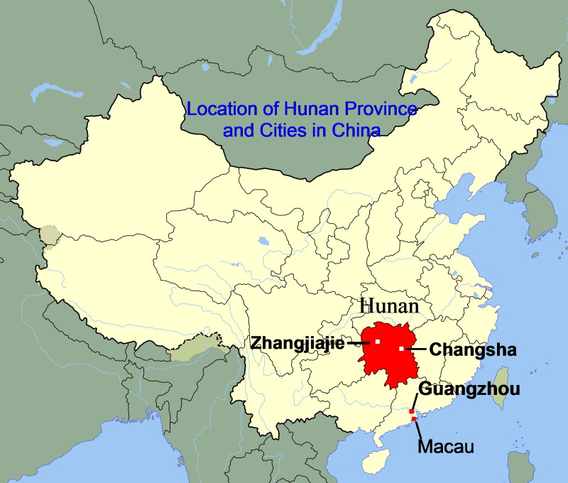 location of hunan province in china