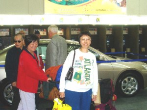 Writer's wife and others arriving at Auckland Airport for a flight home