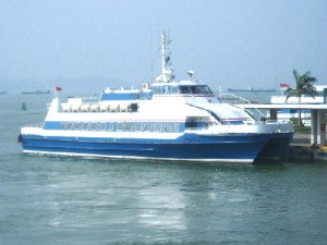 A ferry carrying passengers from Shekou Terminal, Shenzhen, to Hong Kong Airport