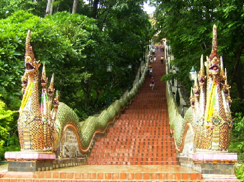 Naga Stairway of 306 steps to Wat Phratat Doi Suthep