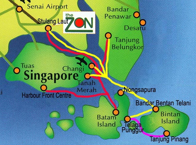 Location of Batam Island and the Ferry Routes
