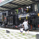 An old steam-engined train outside the Jiji Train Museum