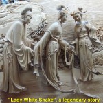 A fine carving about a popular Chinese legend, "Lady White Snake" in Leifeng Pagoda