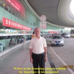 Writer waiting for departure at the Kunming Airport