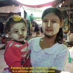 Painting faces with 'thanakha' cream