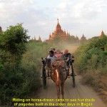 Riding horse-drawn carts to see pagodas in Bagan plain