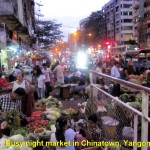 Busy night-market in Chinatown, Yangon