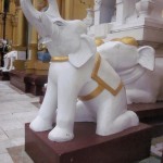 A kneeling elephant statue