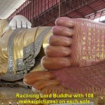 Reclining Lord Buddha Statue with 108 marks(pictures) on each sole
