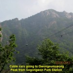 Cable cars going to and from Gwongeumseong Peak