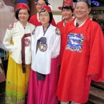 Writer's tour members in Korean traditional clothes