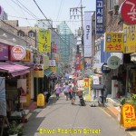 A narrow street of Sinchon Fashion Street