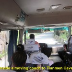 Inside a moving coach to Tianmen Cave