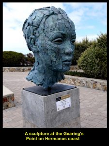 Sculpture of a head at Gearing's Point