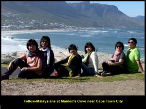 Fellow-Malaysians at Maiden's Cove enjoying sunshine and sea-breeze
