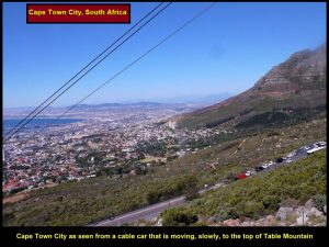 The spectacular view of the city of Cape Town as seen from the moving, rotating cable-car