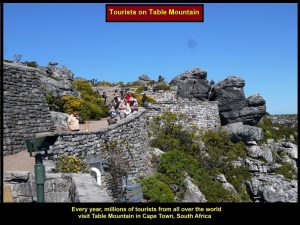 Many tourists enjoying themselves on Table Mountain
