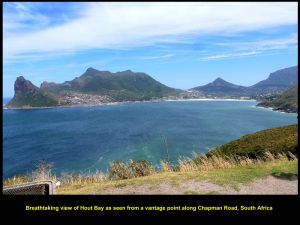 Spectacular view of Hout Bay as seen from a distance on a high ground of Chapman's Peak