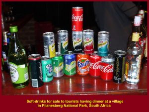 Soft-drinks for sale to diners