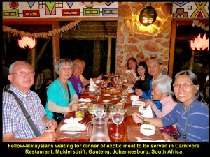 Fellow-Malaysians at another table were in happy mood before dinner of exotic meat at Carnivore Restaurant.