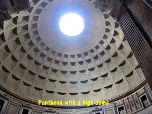 Top of the Pantheon dome allows light to pass through.