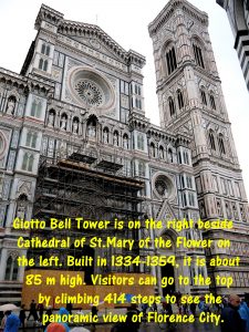 Giotto's Bell Tower next to Cathedral of St. Mary of the Flower in Florence Cathedral Square