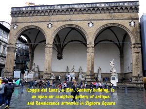 Loggia dei Lanzi, an open-air gallery of Renaissance sculptures