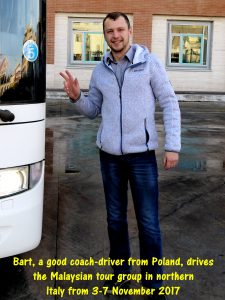 Bart, a Polish coach-driver, bringing Malaysians on a tour to 7 cities in northern Itaky 