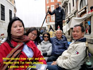 Writer, wife and Tye family enjoying gondola ride