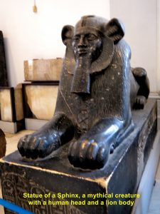 Statue of Sphinx, a mythical creature with a human head and a lion body