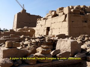 A pylon in Karnak Temple Complex is under restoration