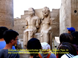 Statues of King Amenhotep III and his wife, Tiye, in the Courtyard of Amenhotep III, Luxor