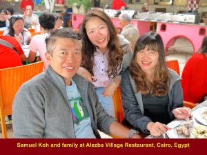Samuel Koh and family at Alezba Village Restaurant, Cairo