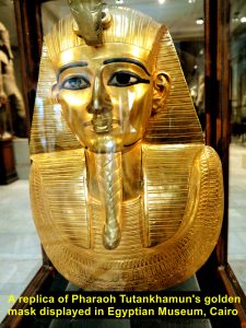 A replica of Pharaoh Tutankhamun's golden mask