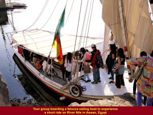 Tour group boarded a felucca to experience the ride