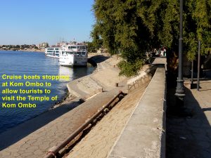 Cruise boats stopping at Kom Ombo for tourists to visit Kom Ombo Temple