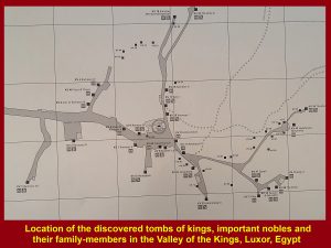 Diagram showing the location of tombs in the Valley of the Kings