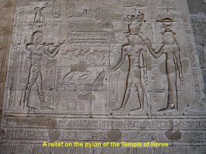 A relief on the back of the pylon of the Temple of Horus, Edfu