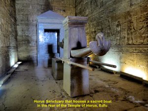 Horus Sanctuary houses a sacred boat in the rear of the Temple of Horus