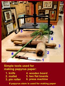 Simple tools used for making papyrus paper