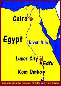 Map showing the location of Edfu and Kom Ombo