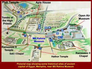 Pictorial map showing historical sites around Mit Rahina Museum