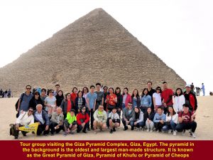 Tour group visiting Giza Pyramid Complex in Egypt on 23 Dec 2017